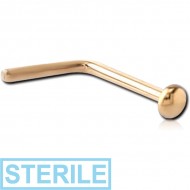 STERILE 18K GOLD DISC 90 DEGREE NOSE STUD