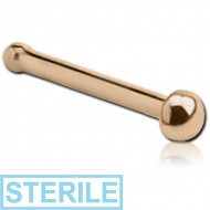 STERILE 18K GOLD DISC STRAIGHT NOSE BONE