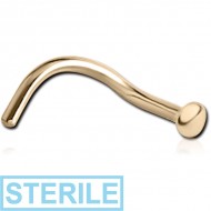 STERILE 18K GOLD DISC CURVED NOSE STUD