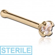 STERILE 18K GOLD NOSE BONE STUD WITH 2MM PRONG SET DIAMOND