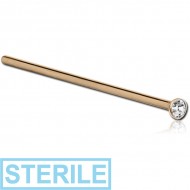 STERILE 18K GOLD STRAIGHT NOSE STUD WITH 1.6MM BEZEL SET DIAMOND