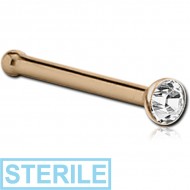 STERILE 18K GOLD BEZEL SET JEWELLED NOSE BONE