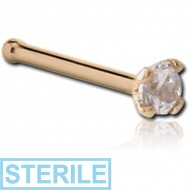 STERILE 18K GOLD NOSE BONE WITH 1.35MM PRONG SET DIAMOND