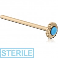 STERILE 18K GOLD JEWELLED STRAIGHT NOSE STUD