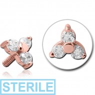 STERILE 18K ROSE GOLD CLUB JEWELLED ATTACHMENT FOR 1.2MM INTERNALLY THREADED PINS
