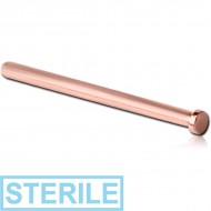 STERILE 18K ROSE GOLD DISC STRAIGHT LARGE NOSE STUD 19MM