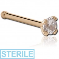 STERILE 24K GOLD 1.5 MM PRONG SET JEWELLED NOSE BONE