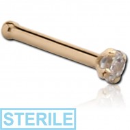 STERILE 9K GOLD PRONG SET 1.5MM CZ NOSE BONE