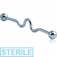 STERILE ANODISED SURGICAL STEEL INDUSTRIAL WAVE BARBELL