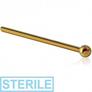 STERILE ANODISED SURGICAL STEEL STRAIGHT BALL NOSE STUD 19MM