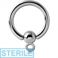 STERILE SURGICAL STEEL BALL CLOSURE RING WITH HOOP PIERCING