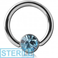 STERILE SURGICAL STEEL VALUE JEWELLED DISC BALL CLOSURE RING PIERCING