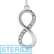 STERILE RHODIUM PLATED BRASS JEWELLED INFINITY CHARM PIERCING
