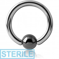STERILE SURGICAL STEEL BALL CLOSURE RING WITH HEMATITE BALL PIERCING