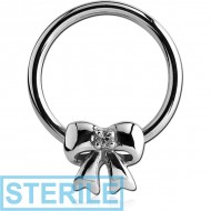 STERILE SURGICAL STEEL BALL CLOSURE RING WITH JEWELLED ATTACHMENT - BOW PIERCING