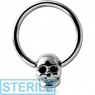 STERILE SURGICAL STEEL BALL CLOSURE RING WITH ATTACHMENT - SKULL PIERCING