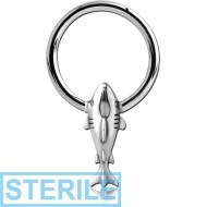 STERILE SURGICAL STEEL BALL CLOSURE RING WITH ATTACHMENT - SHARK PIERCING