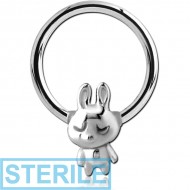 STERILE SURGICAL STEEL BALL CLOSURE RING WITH ATTACHMENT - TEDDY RABBIT PIERCING