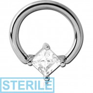 STERILE SURGICAL STEEL BALL CLOSURE RING WITH PRONG SET JEWELLED ATTACHMENT - RHOMBUS PIERCING