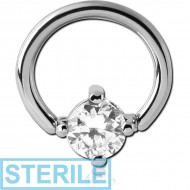 STERILE SURGICAL STEEL BALL CLOSURE RING WITH PRONG SET JEWELLED ATTACHMENT - ROUND PIERCING