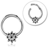 SURGICAL STEEL ROUND JEWELLED HINGED SEPTUM RING PIERCING