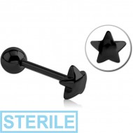 STERILE BLACK PVD COATED SURGICAL STEEL BARBELL - STAR