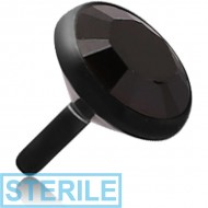 STERILE BLACK PVD COATED SURGICAL STEEL VALUE CRYSTAL JEWELLED PUSH FIT DISC FOR BIOFLEX INTERNAL LABRET