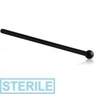 STERILE BLACK PVD COATED SURGICAL STEEL STRAIGHT BALL NOSE STUD 15MM
