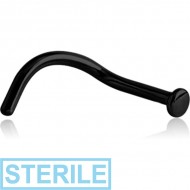 STERILE BLACK PVD COATED SURGICAL STEEL CURVED DISC NOSE STUD