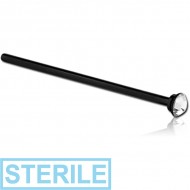 STERILE BLACK PVD COATED SURGICAL STEEL FLAT SWAROVSKI CRYSTAL JEWELLED STRAIGHT NOSE STUD 12MM PIERCING