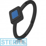 STERILE BLACK PVD COATED SURGICAL STEEL SEAMLESS RING WITH ENAMEL - RHOMBUS