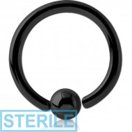 STERILE BLACK PVD SURGICAL STEEL FIXED BEAD RING PIERCING
