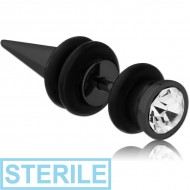 STERILE BLACK PVD COATED SURGICAL STEEL JEWELLED FAKE EXPANDER