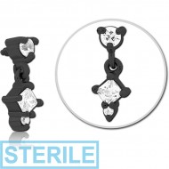 STERILE BLACK PVD COATED SURGICAL STEEL JEWELLED MICRO ATTACHMENT FOR 1.6MM INTERNALLY THREADED PINS