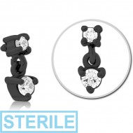 STERILE BLACK PVD COATED SURGICAL STEEL JEWELLED MICRO ATTACHMENT FOR 1.6MM INTERNALLY THREADED PINS