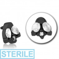 STERILE BLACK PVD COATED SURGICAL STEEL JEWELLED MICRO ATTACHMENT FOR 1.2MM INTERNALLY THREADED PINS