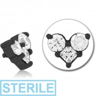 STERILE BLACK PVD COATED SURGICAL STEEL JEWELLED MICRO ATTACHMENT FOR 1.2MM INTERNALLY THREADED PINS - HEART