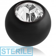 STERILE BLACK PVD COATED SURGICAL STEEL VALUE CRYSTAL JEWELLED BALL PIERCING
