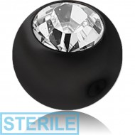 STERILE BLACK PVD COATED SURGICAL STEEL OPTIMA CRYSTAL JEWELLED BALL FOR BALL CLOSURE RING PIERCING