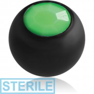 STERILE BLACK PVD COATED SURGICAL STEEL NEON ACRYLIC STONE JEWELLED BALL PIERCING