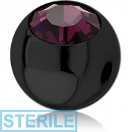 STERILE BLACK PVD COATED SURGICAL STEEL SIDE THREADED JEWELLED BALLS FOR PP13 EMPTY PART PIERCING