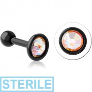 STERILE BLACK PVD COATED SURGICAL STEEL JEWELLED TRAGUS MICRO BARBELL