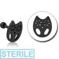 STERILE BLACK PVD COATED SURGICAL STEEL TRAGUS MICRO BARBELL