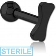 STERILE BLACK PVD COATED SURGICAL STEEL TRAGUS MICRO BARBELL - BONE