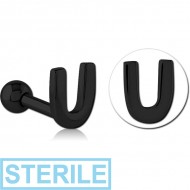STERILE BLACK PVD COATED SURGICAL STEEL TRAGUS MICRO BARBELL - U