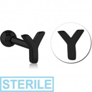 STERILE BLACK PVD COATED SURGICAL STEEL TRAGUS MICRO BARBELL - Y