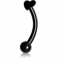 BLACK PVD COATED SURGICAL STEEL HEART FANCY CURVED MICRO BARBELL PIERCING