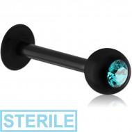 STERILE BLACK PVD SURGICAL STEEL JEWELLED MICRO LABRET PIERCING