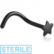 STERILE BLACK PVD COATED SURGICAL STEEL STAR CURVED NOSE STUD