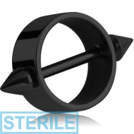 STERILE BLACK PVD COATED SURGICAL STEEL NIPPLE SHIELD WITH CONES